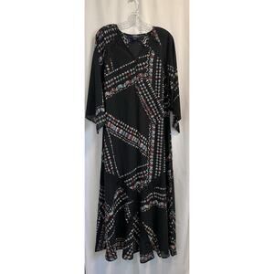 Denim 24/7 | Maxi Dress Womens Black w/Multicolor Geometric Pattern Lace- Sz 14